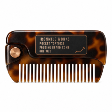 Ironmile Works Pocket Tortoise Folding Beard Comb